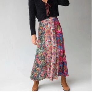 Natural Life Floral Multicolor Maxi Skirt Boho Gypsy NWT